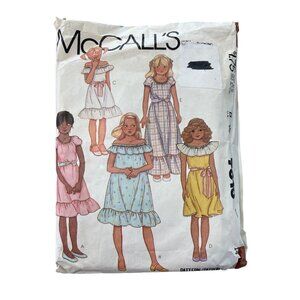 80s McCalls 7619 Girls Pullover Dress Sewing Pattern Size 14 Vintage 1981 CUT